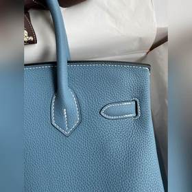 Ручная работа Birkin 30 см, импортная кожа Togo, джинсовый синий,