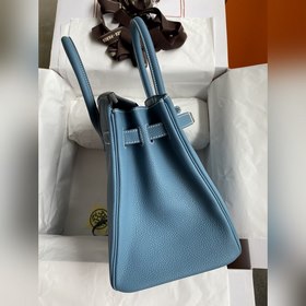 Ручная работа Birkin 30 см, импортная кожа Togo, джинсовый синий,