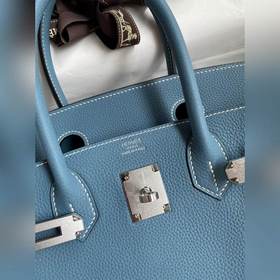 Ручная работа Birkin 30 см, импортная кожа Togo, джинсовый синий,