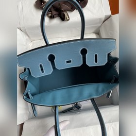 Ручная работа Birkin 30 см, импортная кожа Togo, джинсовый синий,