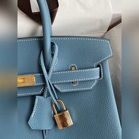 Ручная работа Birkin 30 см, импортная кожа Togo, джинсовый синий,