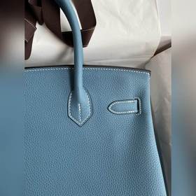 Ручная работа Birkin 30 см, импортная кожа Togo, джинсовый синий,