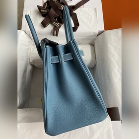 Ручная работа Birkin 30 см, импортная кожа Togo, джинсовый синий,