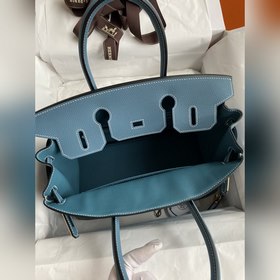 Ручная работа Birkin 30 см, импортная кожа Togo, джинсовый синий,