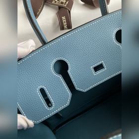 Ручная работа Birkin 30 см, импортная кожа Togo, джинсовый синий,