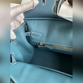 Ручная работа Birkin 30 см, импортная кожа Togo, джинсовый синий,