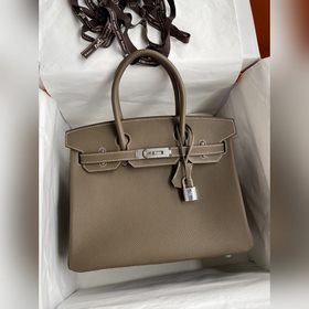 Ручная работа Birkin 30 см, импортная кожа Togo, серый цвет, сере