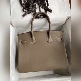 Ручная работа Birkin 30 см, импортная кожа Togo, серый цвет, сере