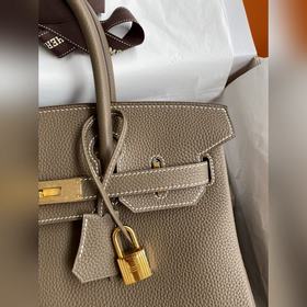 Ручная работа Birkin 30 см, импортная кожа Togo, серый цвет, золо