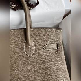Ручная работа Birkin 30 см, импортная кожа Togo, серый цвет, золо