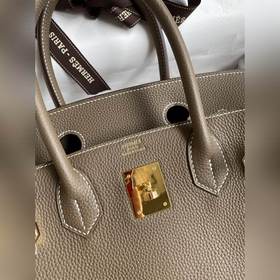 Ручная работа Birkin 30 см, импортная кожа Togo, серый цвет, золо