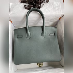 Ручная работа Birkin 30 см, импортная кожа Togo, миндально-зелены