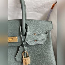 Ручная работа Birkin 30 см, импортная кожа Togo, миндально-зелены