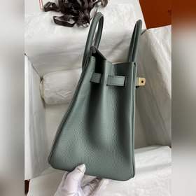 Ручная работа Birkin 30 см, импортная кожа Togo, миндально-зелены