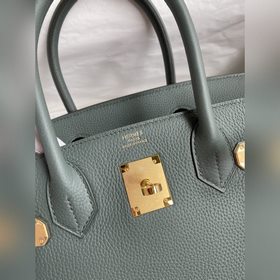 Ручная работа Birkin 30 см, импортная кожа Togo, миндально-зелены