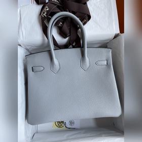 Ручная работа Birkin 30 см, импортная кожа Togo, ледниково-синий,
