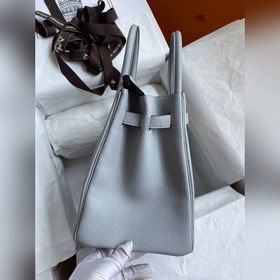 Ручная работа Birkin 30 см, импортная кожа Togo, ледниково-синий,