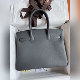 Ручная работа Birkin 30 см, импортная кожа Togo, серый цвет, розо