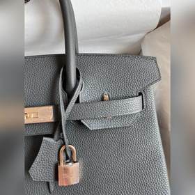 Ручная работа Birkin 30 см, импортная кожа Togo, серый цвет, розо