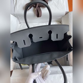 Ручная работа Birkin 30 см, импортная кожа Togo, серый цвет, розо