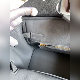 Ручная работа Birkin 30 см, импортная кожа Togo, серый цвет, розо