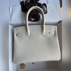 Ручная работа Birkin 30 см, импортная кожа Togo, кремово-белая, з