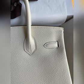Ручная работа Birkin 30 см, импортная кожа Togo, кремово-белая, з