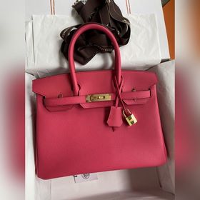 Ручная работа Birkin 30 см, импортная кожа Togo, розово-красная,