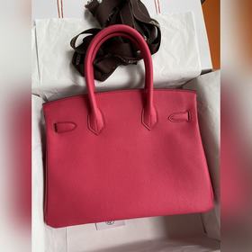 Ручная работа Birkin 30 см, импортная кожа Togo, розово-красная,