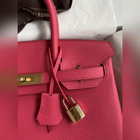 Ручная работа Birkin 30 см, импортная кожа Togo, розово-красная,