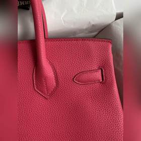 Ручная работа Birkin 30 см, импортная кожа Togo, розово-красная,