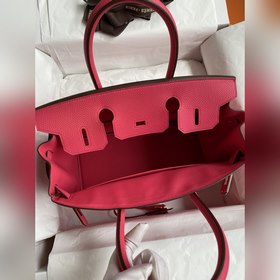 Ручная работа Birkin 30 см, импортная кожа Togo, розово-красная, 