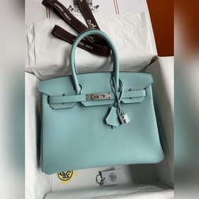 Ручная работа Birkin 30 см, импортная кожа Togo, макаронный синий
