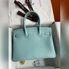 Ручная работа Birkin 30 см, импортная кожа Togo, макаронный синий