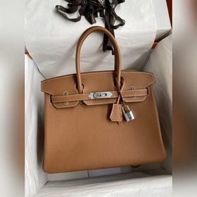 Ручная работа Birkin 30 см, импортная кожа Togo, золотисто-коричн