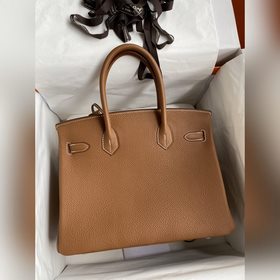 Ручная работа Birkin 30 см, импортная кожа Togo, золотисто-коричн