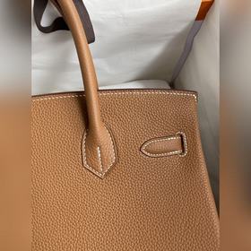 Ручная работа Birkin 30 см, импортная кожа Togo, золотисто-коричн