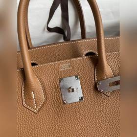 Ручная работа Birkin 30 см, импортная кожа Togo, золотисто-коричн