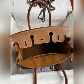 Ручная работа Birkin 30 см, импортная кожа Togo, золотисто-коричн