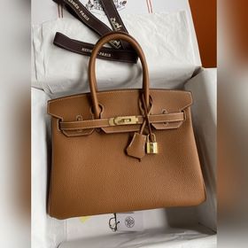 Ручная работа Birkin 30 см, импортная кожа Togo, золотисто-коричн