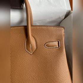 Ручная работа Birkin 30 см, импортная кожа Togo, золотисто-коричн