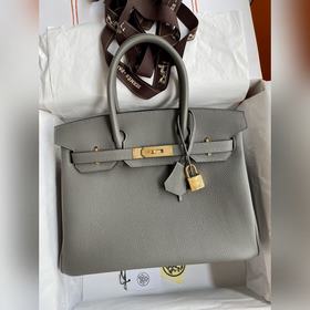 Ручная работа Birkin 30 см, импортная кожа Togo, цвет «туча», зол