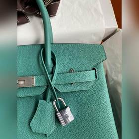 Ручная работа Birkin 30 см, импортная кожа Togo, синий цвет, сере