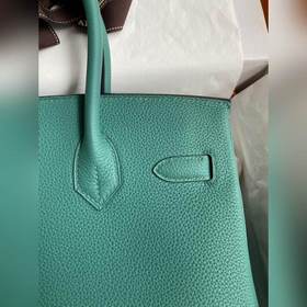 Ручная работа Birkin 30 см, импортная кожа Togo, синий цвет, сере