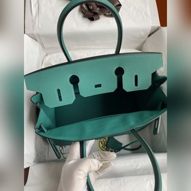 Ручная работа Birkin 30 см, импортная кожа Togo, синий цвет, сере