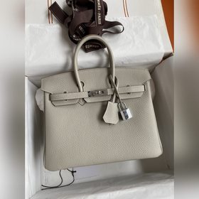 Ручная работа Birkin 25 см, импортная кожа Togo, ледниково-белый,