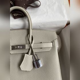 Ручная работа Birkin 25 см, импортная кожа Togo, ледниково-белый,