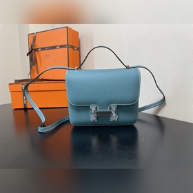 Джинсовая ландыш Размер： Hermes Kang 18 см Импортная кожа с тисн