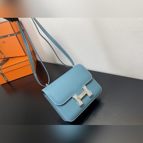 Джинсовая ландыш Размер： Hermes Kang 18 см Импортная кожа с тисн