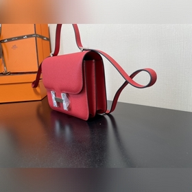Китайский красный Размер： Hermes Kang 18 см Импортная кожа с тис